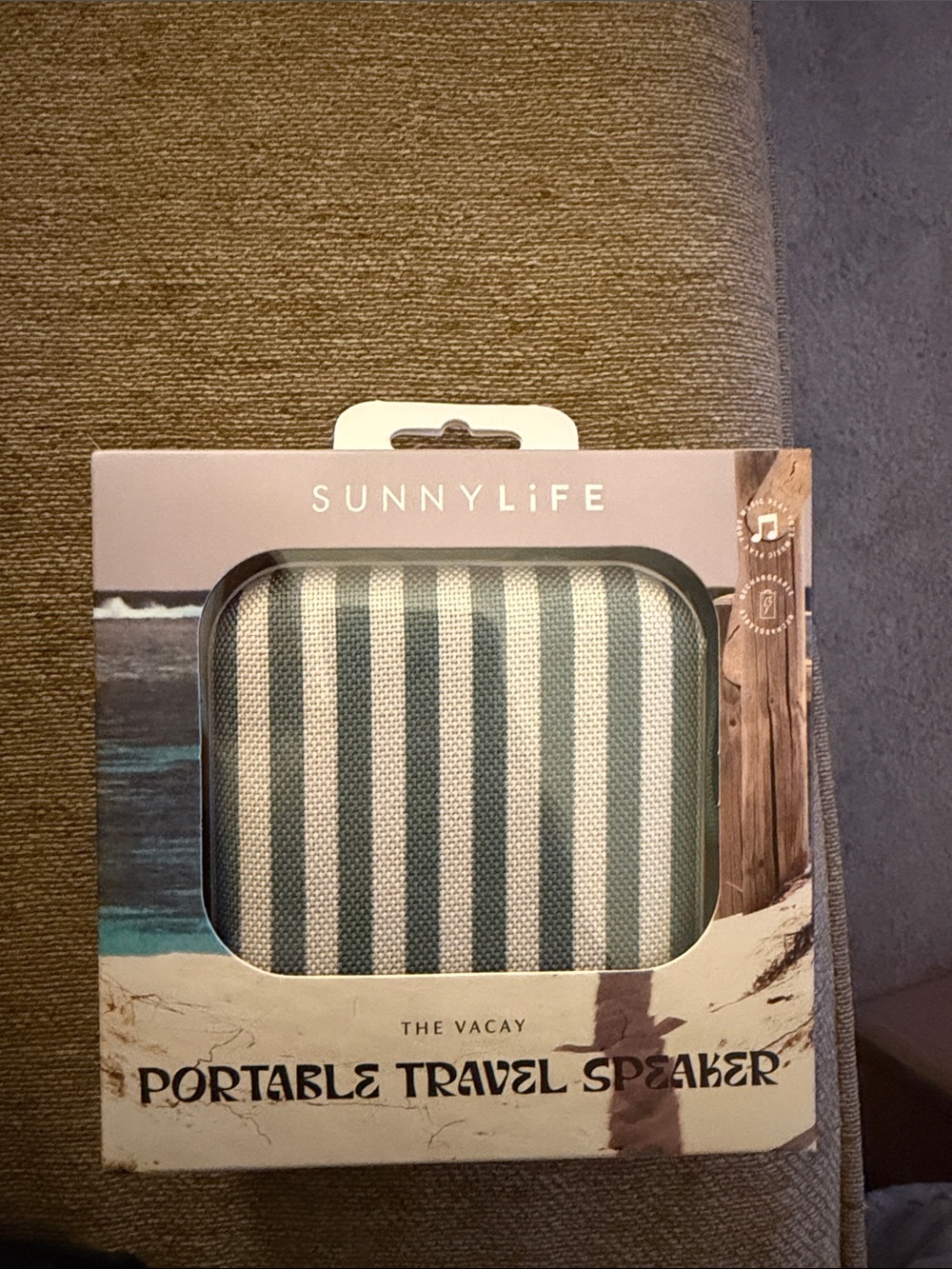 Sunnylife Striped Blue & White Portable Travel Speaker